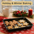 9x11 Inch Cookie Sheet, Baking Tray for Toaster Oven, Non Stick Baking Sheet Pan for Biscuits, Vegetables, Easy to Clean, Non-Warp Heavy Duty Pans, Black, 2-Pack