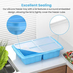 Silicone Freezer Tray With Lid, Silicone Freezing molds, Ice Cube Tray For Food, Release Soup Freezer Molds for freezing food, Soup, and Leftovers-Makes 4 Perfect 1 Cup- 3 Pack.