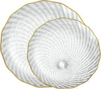 PLASTICPRO 120 Pack Plastic Plates Set of 60-10 inch Plates and 60-7 inch Plates, Elegant Clear Spiral and Gold Rim Disposable Fancy Plates Premium Heavyweight