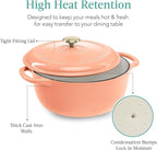 Best Choice Products 7.5 Quart Enamel Cast-Iron Round Dutch Oven, Family Style Heavy-Duty Pre-Seasoned Cookware for Home, Kitchen, Dining Room, Oven Safe w/Lid, Dual Handles - Peach Sorbet