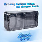 YANGRUI Disposable Containers 7.8" 30 oz 65 Pack - Shrink Wrap BPA Free Mineral Filled PP Plastic Food Container | 3 Compartment Freezer & Microwave Safe | Black Heavy Duty Clamshell Takeout Boxes