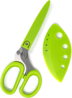 Norpro Multi Blade Herb Scissors with Blade Cleaner, 8-inch, Green