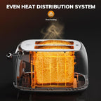 Keenstone Smart Touch Screen Toaster 2 Slice, Retro Wide Slot Stainless Steel Toaster with 6 Browning Levels, Reheat & Defrost, for Bagel, Toast, Bread, Removable Crumb Tray, White