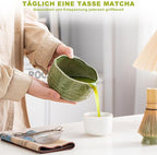 Matcha Set 7-Piece Tea Set with Brush, Bowl, Whisk, Strainer, Chasen, for Matcha Tea Ceremony (Matcha Green)