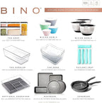 BINO | Stackable Storage Bins, Large - 4 Pack | The Stacker Collection | Clear Plastic Storage Bins | Organization and Storage Containers for Pantry & Fridge | Multi-Use Organizer Bins | BPA-Free