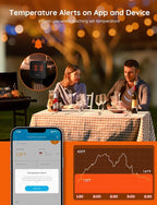 Govee WiFi Meat Thermometer with 4 Probe, Smart Wireless Meat Thermometer with Unlimited Range App Notification Alert, Digital Rechargeable Bluetooth Food Thermometer for Smoker BBQ Grill Oven Kitchen