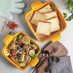 Sweejar Ceramic Baking Dish, 8 x 8 Cake Baking Pan for Brownie, Porcelain Square Bakeware with Double Handle for Casserole, Lasagna, Family Dinner (Light Green)