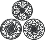 Extra Thick Silicone Trivet Mat for Hot Dishes, Hot Pots and Pans, Pot Holder, Hot Pad to Portect Your Table and Countertop, Kitchen Decor and Accessories,Black,Set of 3