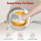 SUNHOUSE 9 Inch Tri-Ply Stainless Steel Frying Pan, Whole-Clad No Coatings Skillet with Stay-cool Handle for Cooking, Durable & Oven Safe to 500°F, Dishwasher Safe, Compatible with All Cooktops