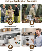 C1 Portable Electric Coffee Machine, 20 Bar Travel Espresso Maker with Ground Coffee, Rechargeable, Instant Heating, 6.1oz Water Tank, for Car, RV, Camping, Hiking, Office, Home