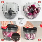 Cambom Manual Food Chopper Vegetable Cutter, Hand String Chopper Onions Cutter for Vegetable Fruits Nuts BPA Free Food Safe Material, 650ml Black