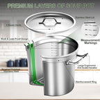 Stainless Steel Stock Pot,100 QT Large Stock Pot with Lid, Heavy Duty Tri-Ply Bottom Commercial Grade Stock Pots for Boiling Cooking Soup Stew Thick Bottom Deep Cookware Big Stockpots