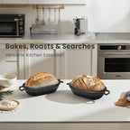 Cast Iron Loaf Pan with Lid-Bread Baking Pan for Sourdough,Pre-Seasoned Oval Dutch Oven, 9 x 5-4/5 Inch Loaf Pans for Homemade,Heavy Duty with Even Heating