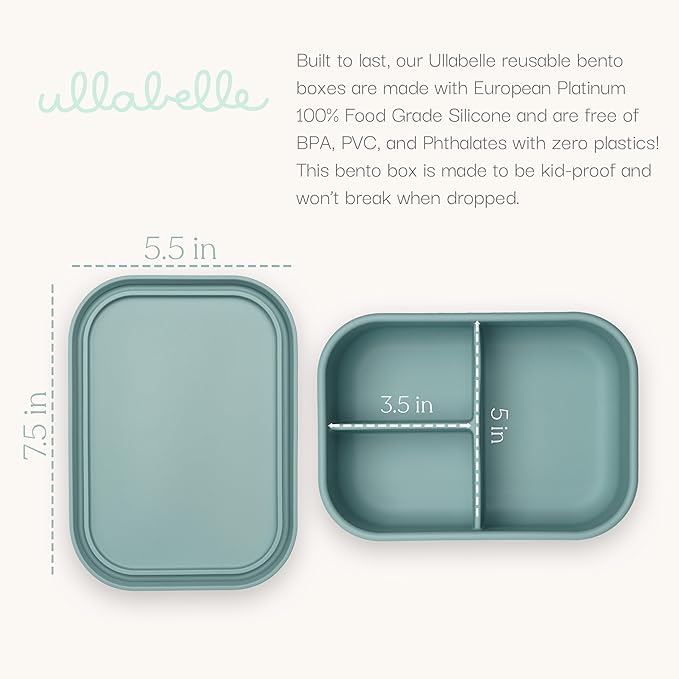Ullabelle Leak Proof Bento Box Food-Grade Silicone Bento, BPA, Phthalate, Lead, & PVC Free - Bento Lunch Box for Daycare, Kids, & Adults - Leak Resistant Sets With Lids Snack Box Container (Pink)