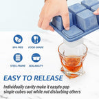 mossime Silicone Ice Cube Tray: 4pack Square Whiskey Large Ice Cube Molds - Old Fashioned Ice Cube Trays with Lid - 2inch Easy Release Big Freezer Mold for Cocktail Baby Food Soup & Juice