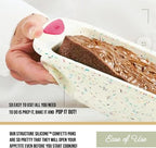 Trudeau 8x8in Confetti Silicone Cake Pan – Reinforced Hybrid of Flexible Silicone and Hard Lining for Shape Stability – Nonstick, BPA Free, Oven Safe to 428°F, and Dishwasher Safe