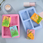 Moukiween Soap Molds Silicone, 3D Rectangular Insect Flower Silicone Molds for Handmade Craft Soap, Bath Bombs, Chocolate Bars, DIY Candle, Polymer Clay Design
