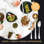 Silverware Set,SANTUO Stainless Steel Knives Spoon Forks Set for Home, Kitchen and Restaurant, Mirror Polished& Dishwasher Safe (18pcs Silverware set)