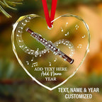 Personalized Oboist Christmas Glass Ornament 2025, Oboe Teacher Christmas Tree Ornaments, Custom Text Name & Year Oboe Ornament Gift for Student Friend, Musical Instruments Xmas Decorations
