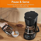 5-Cup Programmable Drip Coffee Maker, a compact coffee machine with a digital clock and 24-hour programmable timer, featuring Auto Shut-Off, and a Removable Filter Basket for Home & Office.