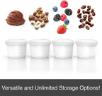 BALCI - 8oz Mini Ice Cream Containers with Silicone Lids (Set of 4) - Freezer Food Storage Containers, Reusable, LeakProof, For Homemade IceCream Containers - White with Sprinkles