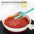 600ºF Heat Resistant Spatulas, High Heat Food Safe Semless Kitchen Silicone Spoon Spoonula Scraper Set for Cooking Baking Mixing Scraping Stirring Nonstick Cookware Pan Bowl (3Pcs,Aqua Sky)