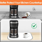 Silicone Coffee Maker Mat with Lip, 17.4'' x 10.6'' Heavy Duty Coffee Maker Mat for Countertops, Coffee Tray Fit Under Coffee Machine Appliance Automatic Machines Espresso Accessory, White