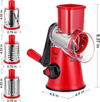 Geedel Rotary Cheese Grater, Kitchen Mandoline Vegetable Slicer with 2 Interchangeable Blades, Easy to Clean Rotary Grater Slicer for Fruit, Vegetables, Nuts