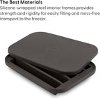 W&P Peak Silicone Water Bottle Ice Tray w/ Protective Lid | Charcoal| Easy to Remove Ice | Food Grade Premium Silicone | Dishwasher Safe, BPA Free