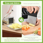 Commercial French Fry Cutter, Heavy Duty Potato Slicer with 1/4Inch Blade, Stainless Steel Potato ChopperFrench Fries Cutter with Suction Feet,
