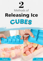 DOQAUS Ice Cube Tray with Lid and Bin, 4 Pack Easy Pop Out Silicone Ices Cubes Trays for Freezer with Cover, Stackable Compact Ice Bucket Kits, for Soup, Food, Cocktail, Coffee