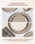 Famiware Mars Plates and Bowls Set, 12 Pieces Dinnerware Sets, Dishes Set for 4, Cinnamon Brown