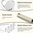 Potato Masher Stainless Steel, 2pcs Heavy Duty Mashed Potato Mashers - Masher Kitchen Tool & Food Mashers for Potatoes, Beans, Avocado, Meat, Vegetables Dishwasher Safe