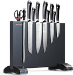 Magnetic Knife Block Without Knives Black Stainless Steel Magnetic Knife Holder Stand with Strong Knife Magnet Double Side Knife Magnetic Strip Knifes Storage Organizer for Kitchen Counter Top