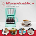 Holstein Housewares HH-0914701I 5-Cup Coffee Maker, Mint, 9.8x10x5.7