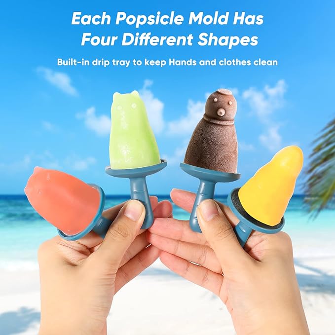 Popsicle Mold Set 4 Pieces Homemade Silicone Popsicle Maker Easy Release Ice Cream Molds Reusable DIY Pop Molds (Pink, WinterWonder Pops)