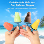 Popsicle Mold Set 4 Pieces Homemade Silicone Popsicle Maker Easy Release Ice Cream Molds Reusable DIY Pop Molds (Blue, WinterWonder Pops)
