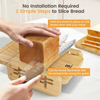Bread Slicer With Bread knife, World's 1st Horizontal Bread Cutter for Homemade Bread, 4 Thickness Adjustable, Paired With Multifunction Serrated Knife for Efficient Slicing, Baking Gifts