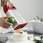 Spring Chef Professional Red 10" Parmesan Cheese Grater With Container, Stainless Steel & Soft Grip Handle, 4 Sided Kitchen Carrot Shredder, Handheld Box Grater for Potato, Veggie, Ginger, Hashbrown