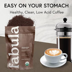 Fabula Organic Coffee for French Press, Low Acid Coffee Freshly Ground - Non-GMO - No Mold - Mycotoxins Pesticides Free - Single Origin - 12 oz
