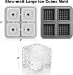Nax Caki 3D Square Ice Cube Tray, Large Square Silicone Fun Shapes Whiskey Ice Mold with Funnel for Cocktails, Bourbon,Brandy, Whiskey Gifts for Men Black