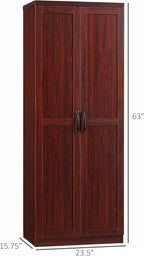 HOMCOM 63" 2-Door Kitchen Pantry, Freestanding Storage Cabinet with 5-Tier Shelving and 2 Adjustable Shelves for Dining Room, Espresso