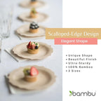 Bambu Pack of 8 - 7 Inch Disposable Bamboo Plates Fancy, Biodegradable Eco Friendly Products, Bamboo Disposable Plates for Events, Compostable Plates