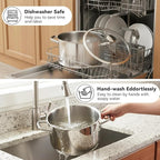 3QT Stock Pot, 316L Stainless Steel Stockpot with Lid, Professional Multi-Use Soup & Pasta Cooking Pot, Oven, Gas and Dishwasher Safe