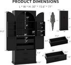 iPormis 71" Tall Kitchen Pantry Storage Cabinet w/Adjustable Shelf, Large Drawers & Door Shelves, Freestanding Kitchen Cupboard for Dining Room/Living Room, Black