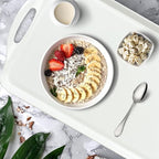Extra Large White Serving Tray with Handles, 19''x11.6'' Melamine Platters, Rectangular Trays for Serving Food, Turkey, Cookie, Cupcakes, Desserts, Dishwasher Safe, BPA-Free, Set of 2