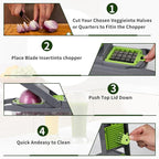 Multifunctional vegetable cutter 26 in 1 vegetable slicer, cucumber slicer, potatoes, tomatoes, zucchini, garlic, eggs, vegetable cutter with container and lid, salad cutter, dicing machine, shredder