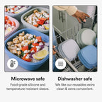 STOJO Collapsible Sandwich Box – 24oz, Reusable Food Storage Container, Silicone Bowl for Hot/Cold Food – Meal Prep, Lunch, Camping, Hiking – Dishwasher Safe (Set of 5, Sage)