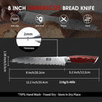 HOSHANHO Bread Knife,8 Inch Serrated Bread Knife Ultra Sharp Damascus Steel Bread Kitchen Knife, Professional Bread Knife for Homemade Bread
