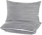 EIUE Bed Pillows for Sleeping 2 Pack Queen Size，Super Soft Down Alternative Microfiber Filled Pillows,Pillows for Side and Back Sleepers,20 x 30 Inches,Striped White Grey